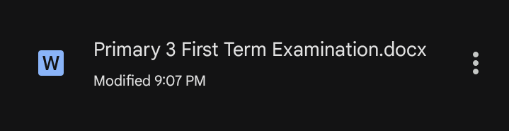 First Term Examination Primary 3