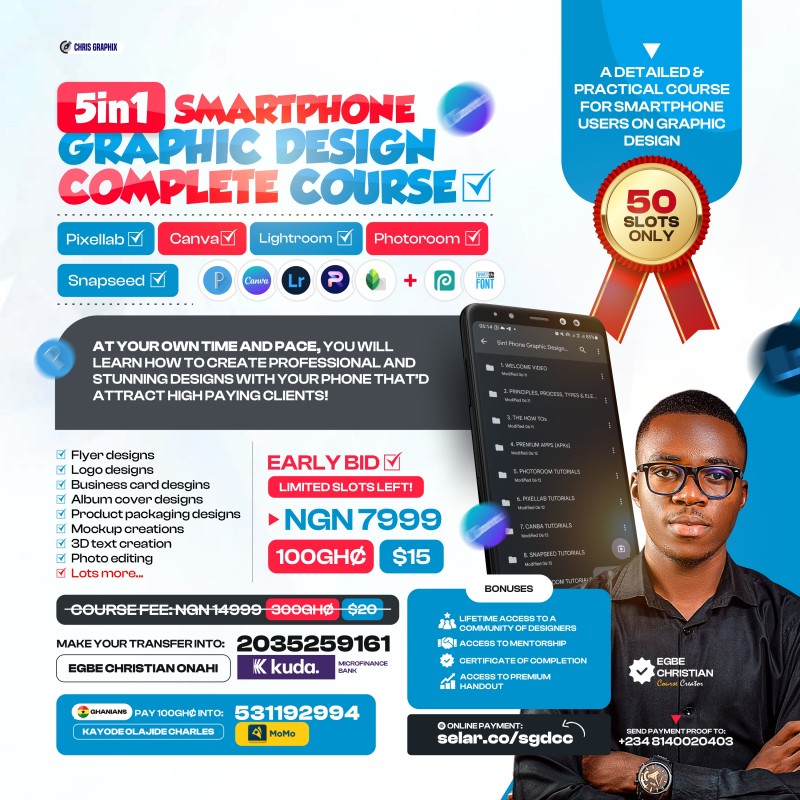 5in1 SMARTPHONE GRAPHIC DESIGN COMPLETE COURSE