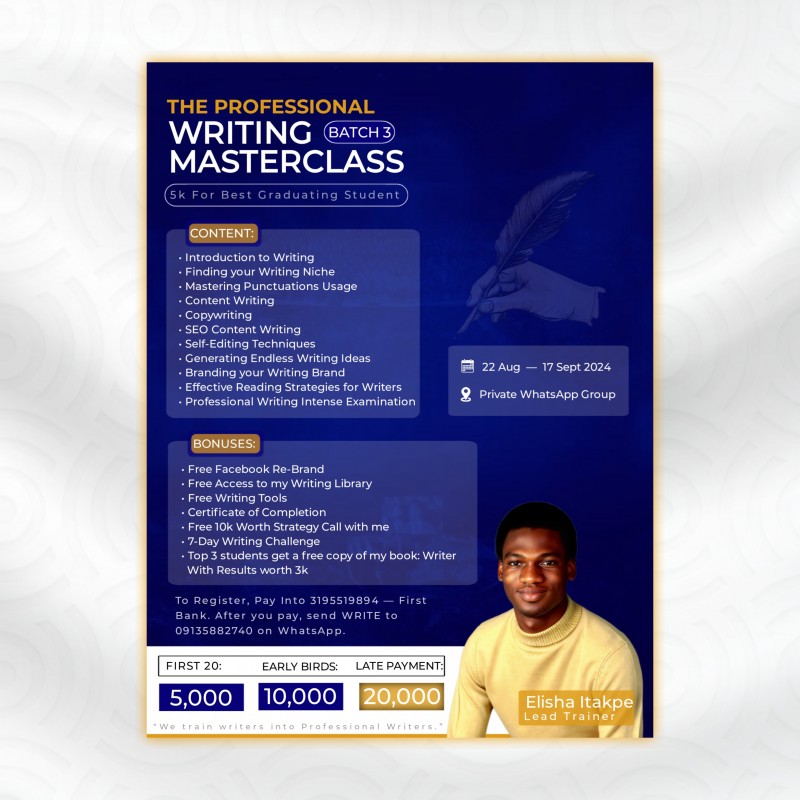 THE PROFESSIONAL WRITING MASTERCLASS (Batch 3)