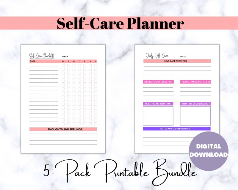 Self-Care and Self-Development Planner Bundle