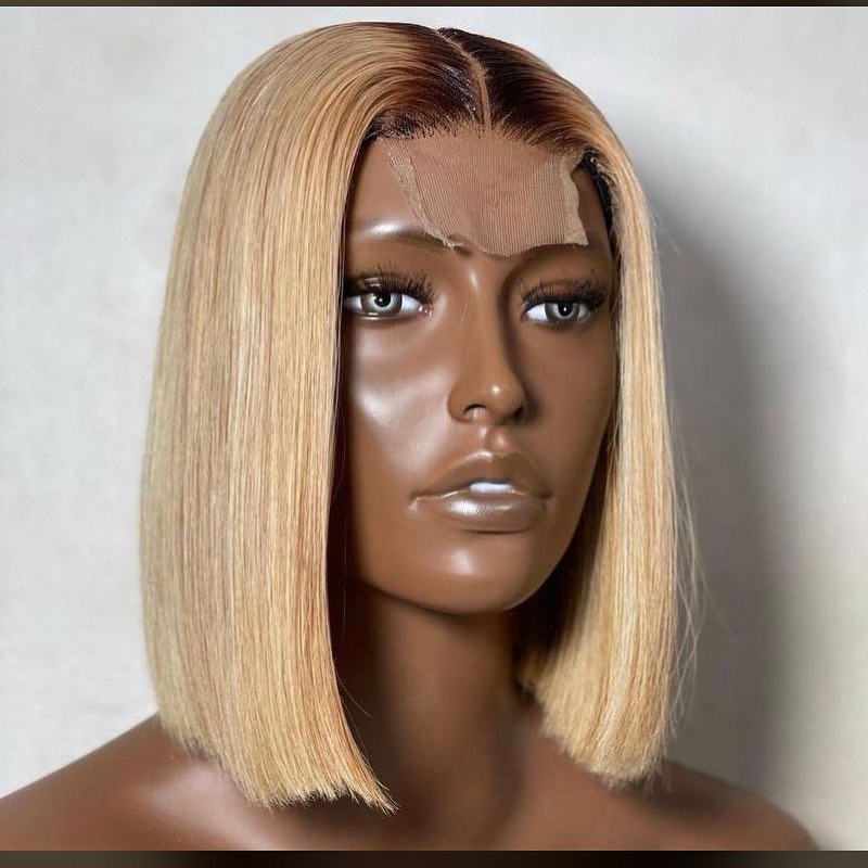 12" Elegant Platinum Bob Closure Wig