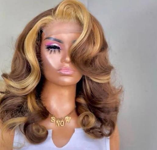 14" Super Double Drawn Highlight Layered Frontal Wig