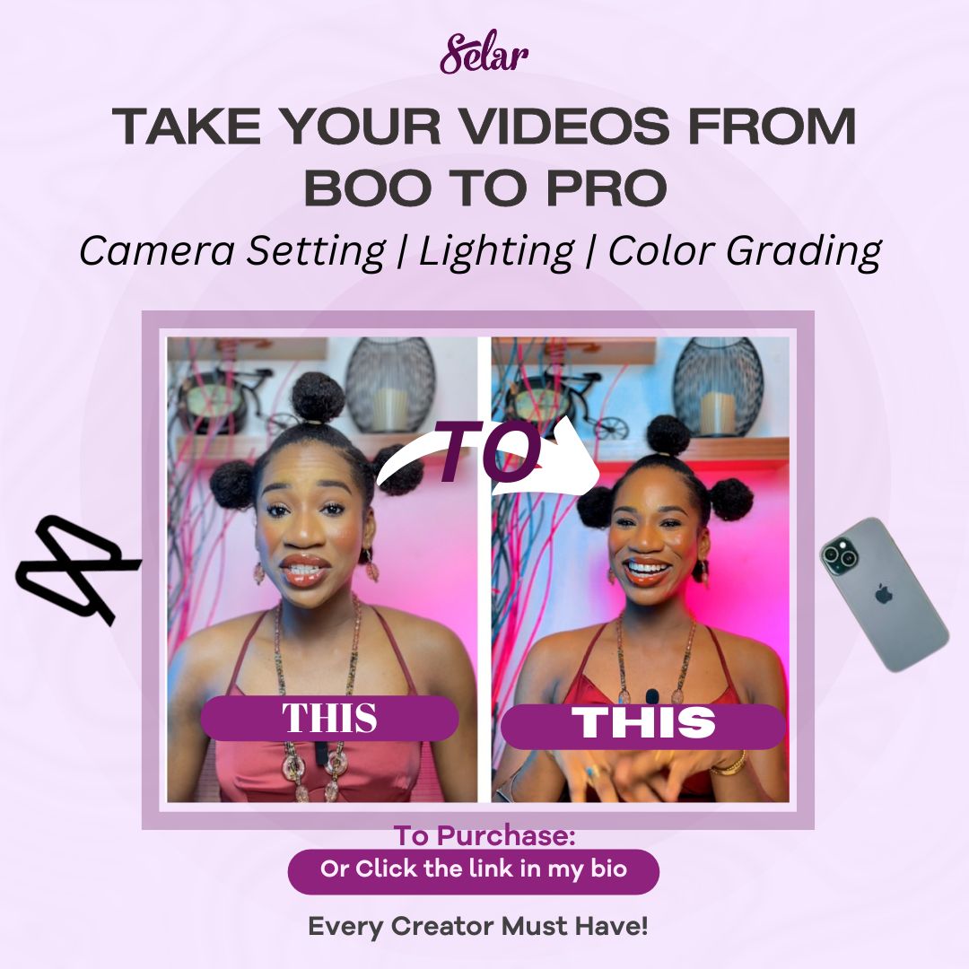 Video Editing Content Guide. - Camera Settings , Lights, Color Grading.