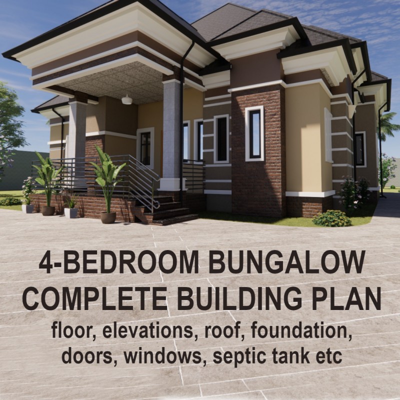 4-Bedroom All Ensuite Bungalow FULL Plan