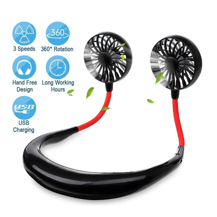 New Hanging Neck Fan Lazy Bladeless Usb Hanging Waist Large Wind Digital Display Silent Hanging Neck Desktop Electric Fan