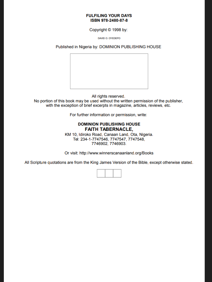 Buy Fulfilling Your Days by DAVID OYEDEPO by God's Message on