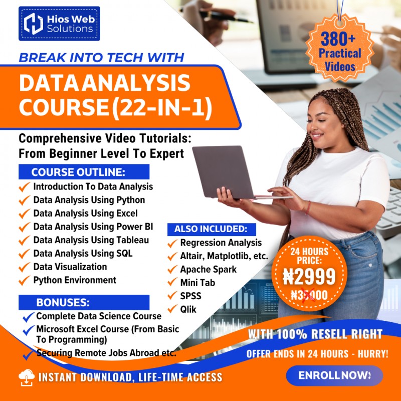 Buy COMPREHENSIVE DATA ANALYSIS COURSE by Hiosweb Technologies on Selar