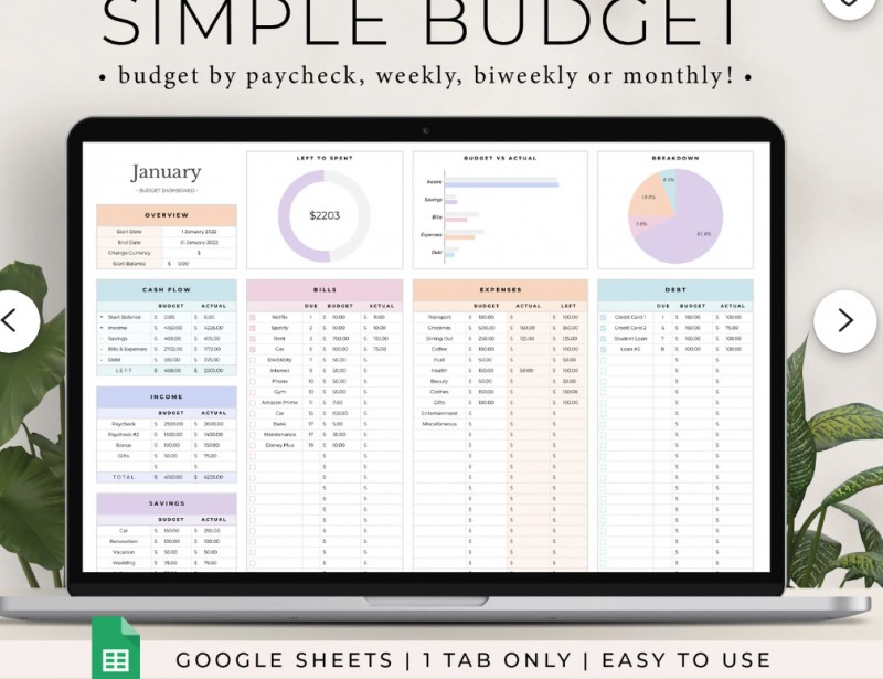 Buy Budget Planner for Google Sheets, Monthly Budget Spreadsheet ...