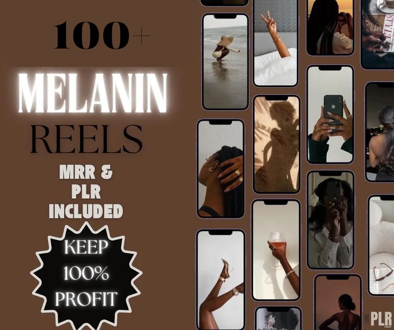 100+ Dark Skinned Faceless Videos | Melanin Reels | Faceless Digital Marketing Instagram Reels | MRR & PLR Resell Rights | Black Girl Reels Ig