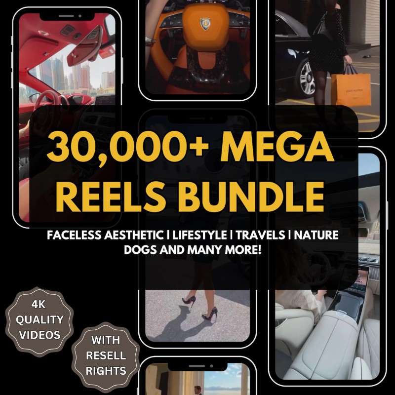 30,000+ Instagram, Tiktok, Facebook, and Youtube videos Aesthetic Bundle.