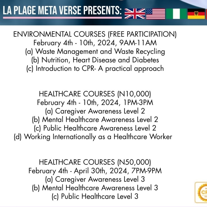 Healthcare Courses + Environmental Courses