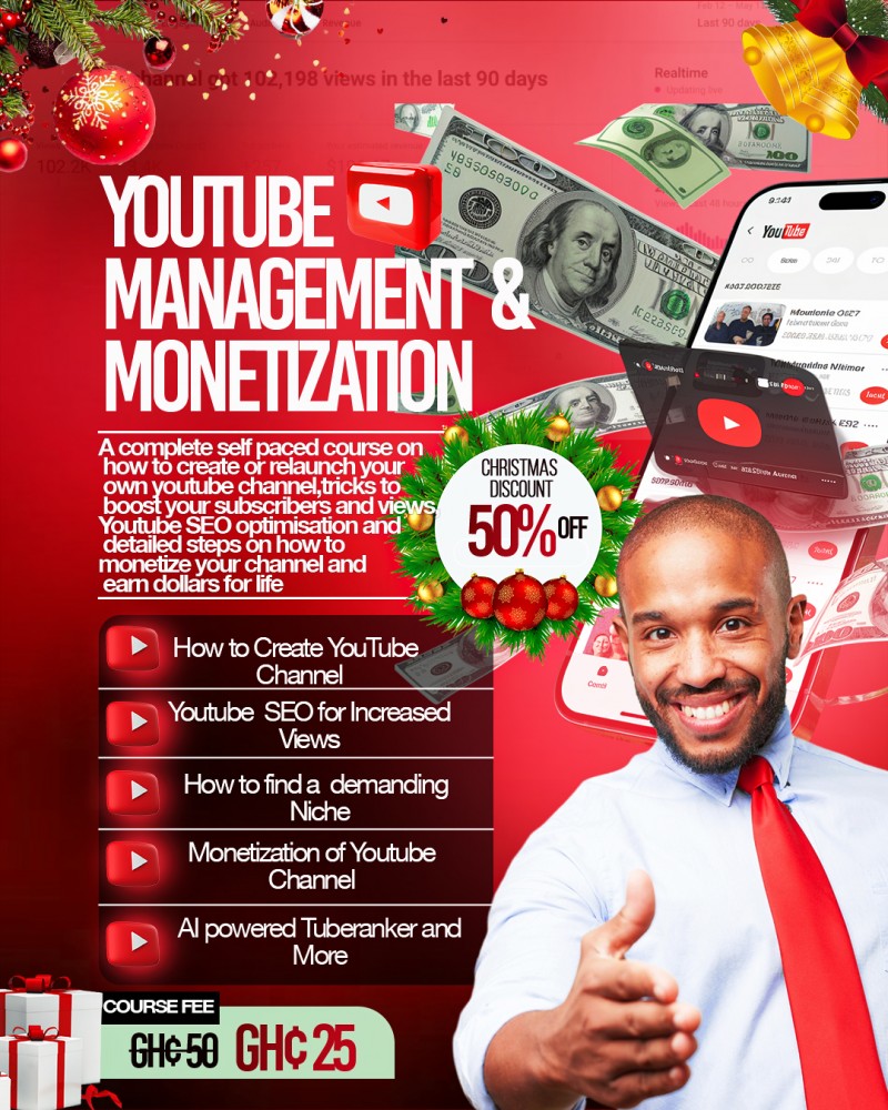 Buy Youtube Management and Monetization Course by Michael Kobby on Selar