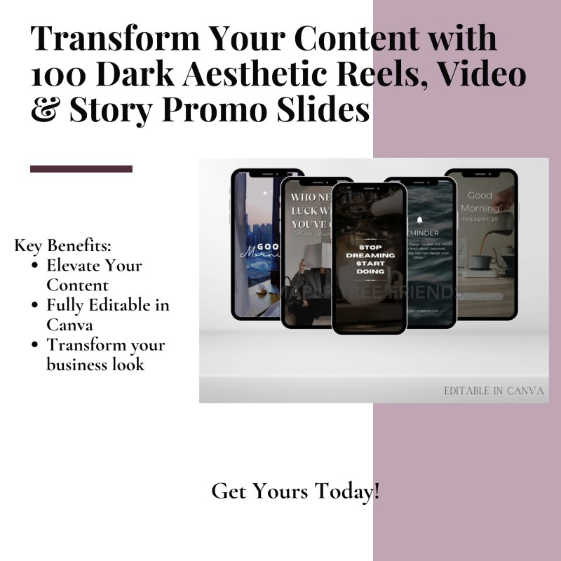 100 Dark Aesthetic Reels & Story Video Templates