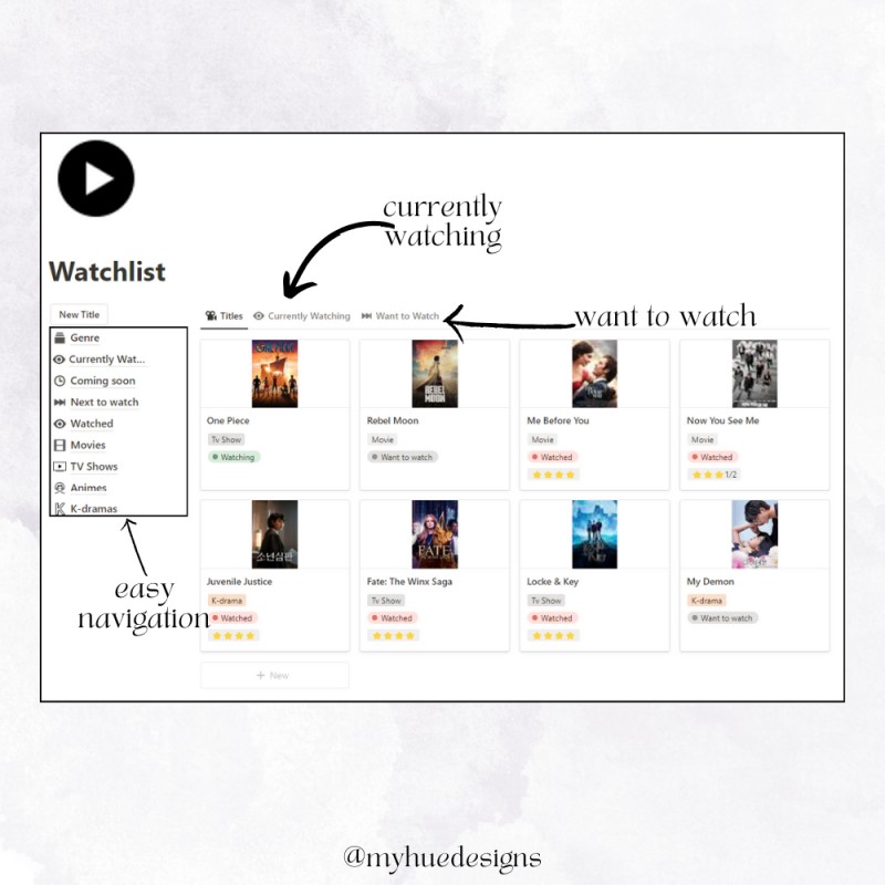Notion Watchlist Template