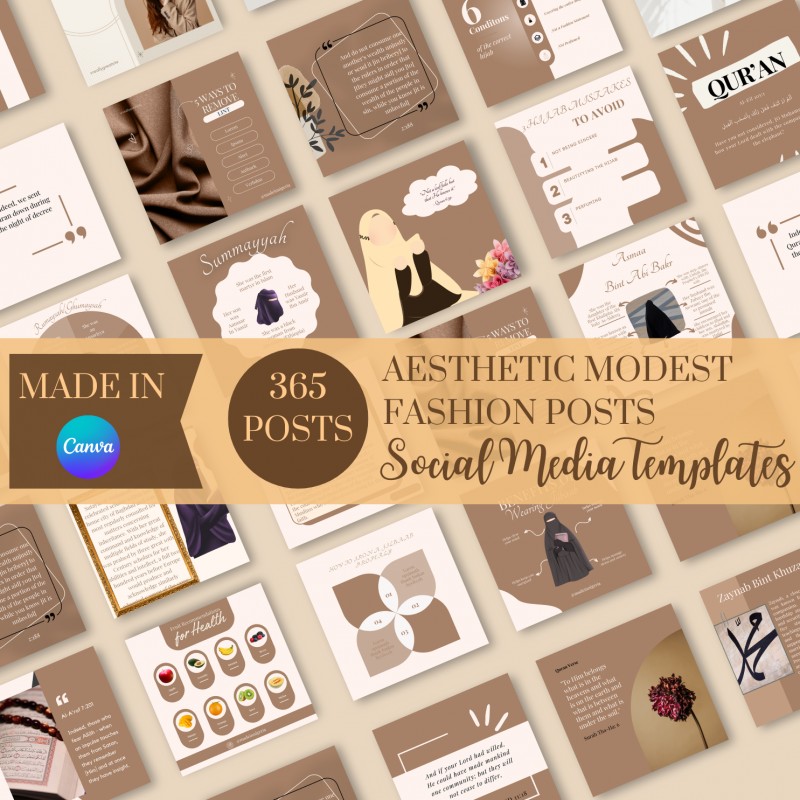 365 AESTHETIC MODEST FASHION CANVA TEMPLATES