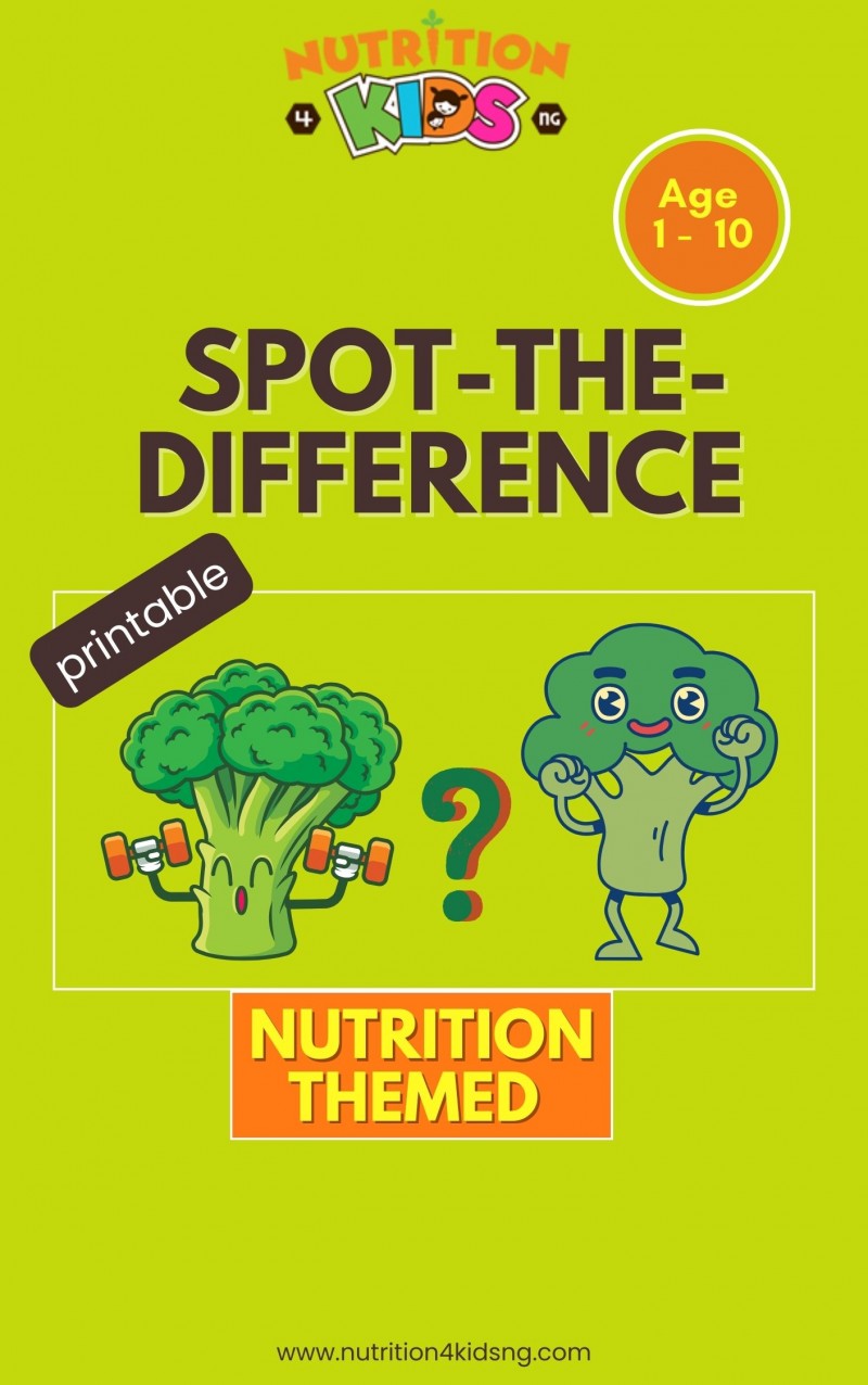 Nutrition-Themed SPOT-THE-DIFFERENCE Activity Book (For Children)