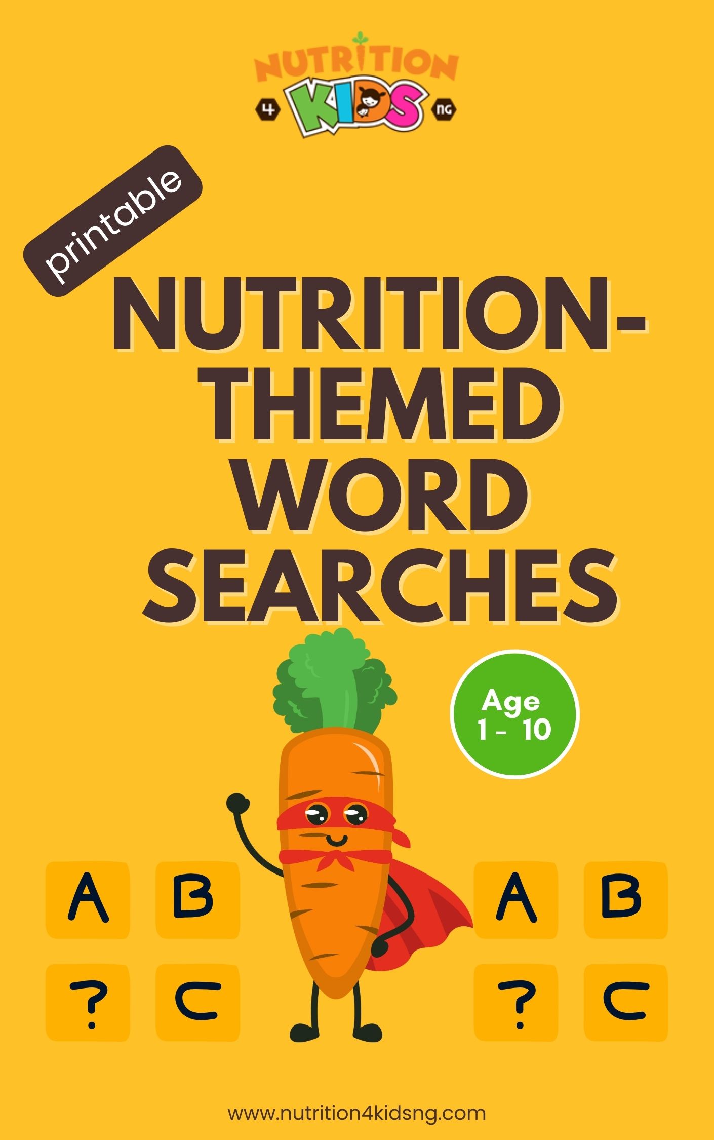 Nutrition-Themed Word Search Activity Book (For Children)
