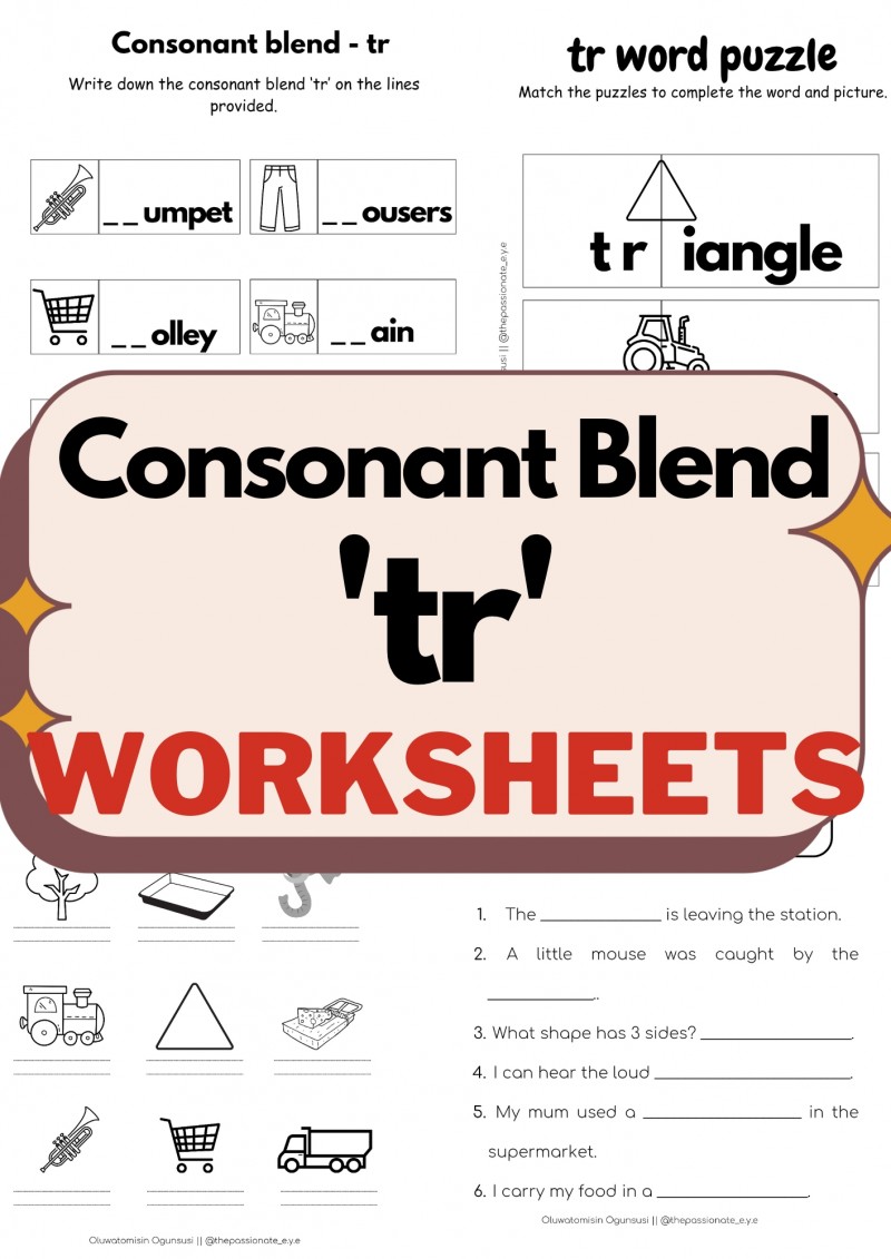 Consonant blend 'tr' worksheets