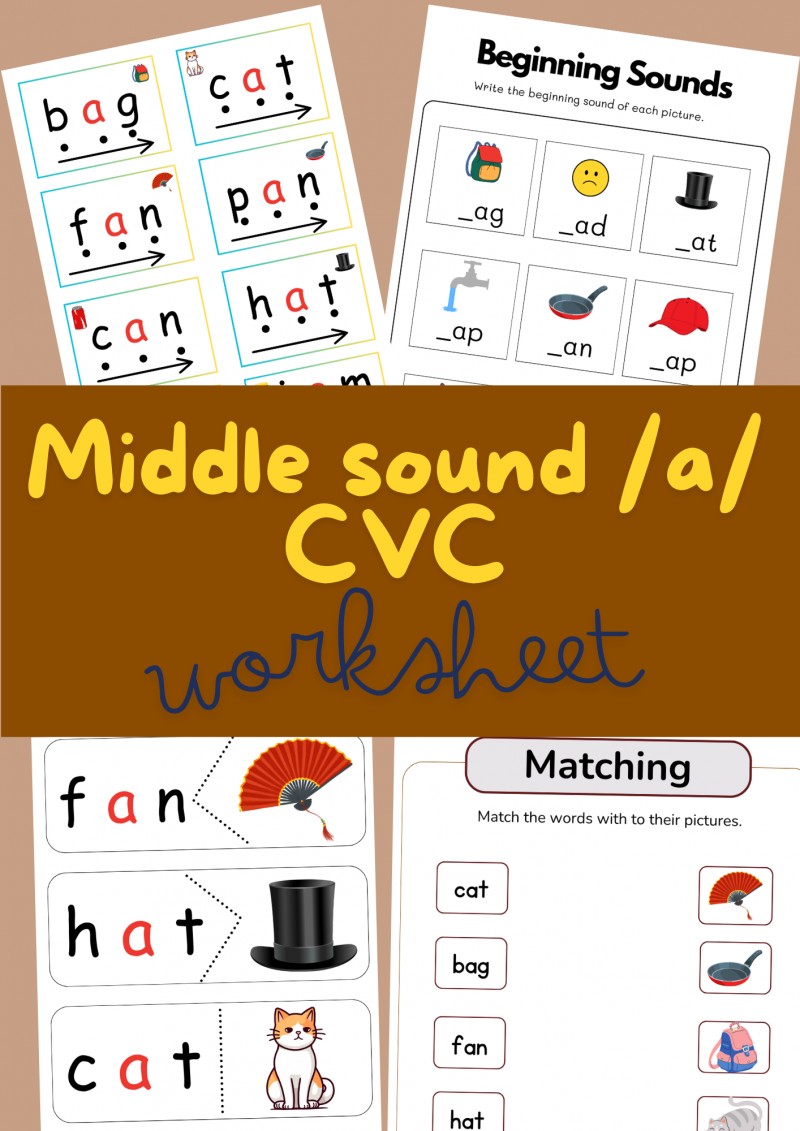 Middle sound /a/ CVC Worksheet