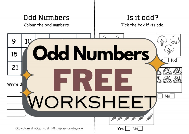 Odd Numbers Worksheet