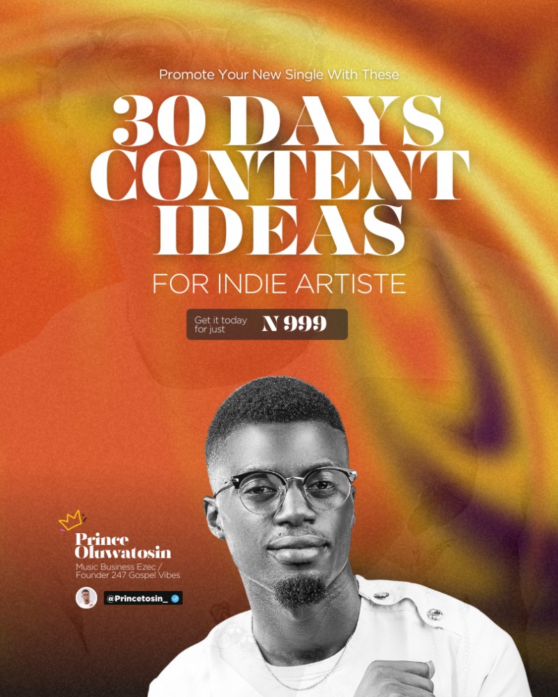 Buy 30 Days Content Ideas For Indie Artiste By Prince Oluwatosin 
