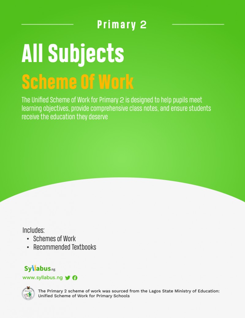 Buy Primary 2 Scheme of Work for All Subjects by Syllabus NG on Selar