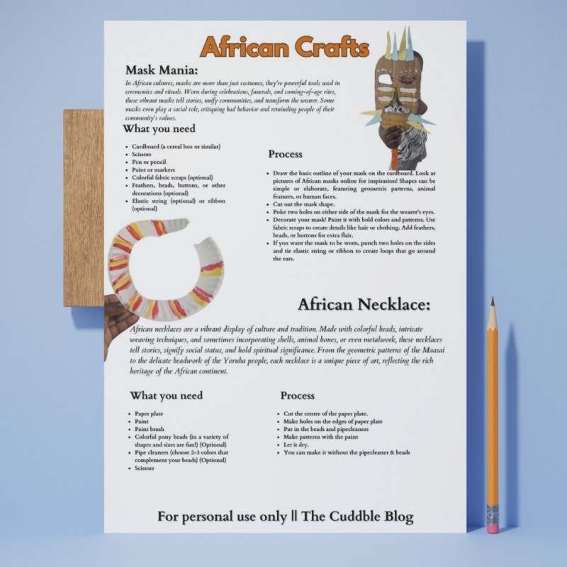 Free Africa Themed Activites