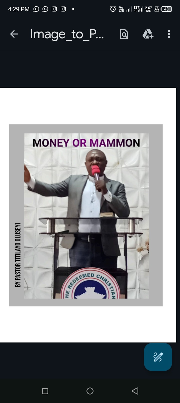 Money or Mammon