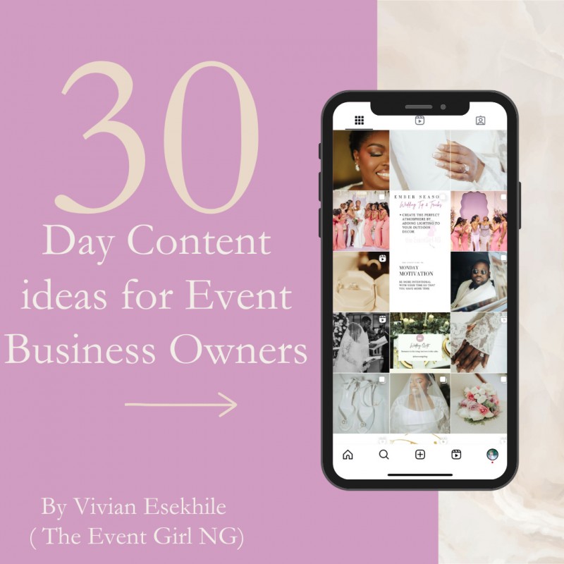 30 Day Content Idea for Event Business Owners
