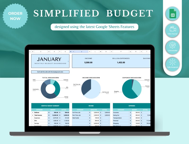 Simplified Budget Spreadsheet Template