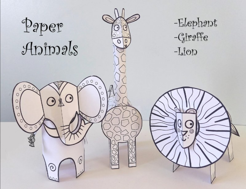 Paper Animals printable craft activity for kids