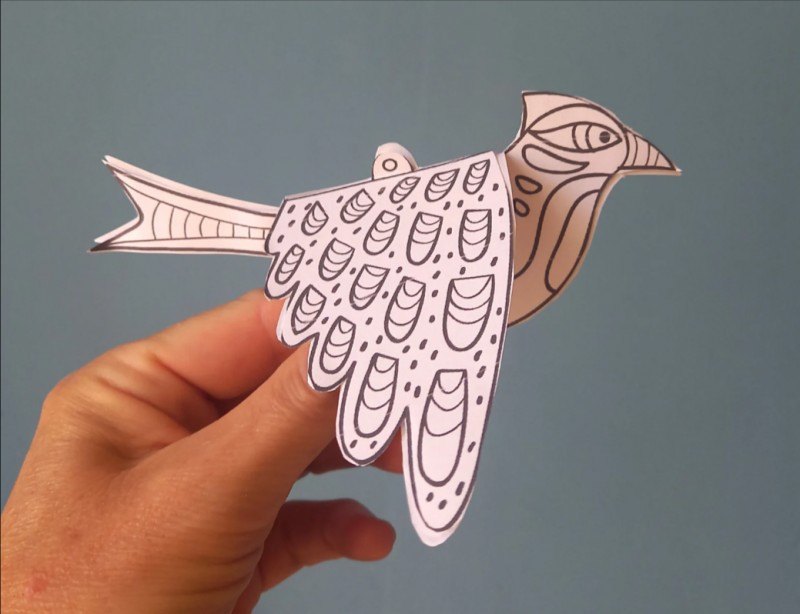Paper Birds printable colouring and craft for kids