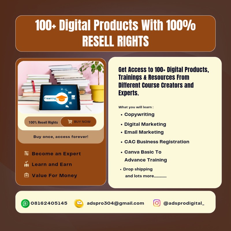 100+ DIGITAL PRODUCTS WITH 100% RESELL RIGHTS