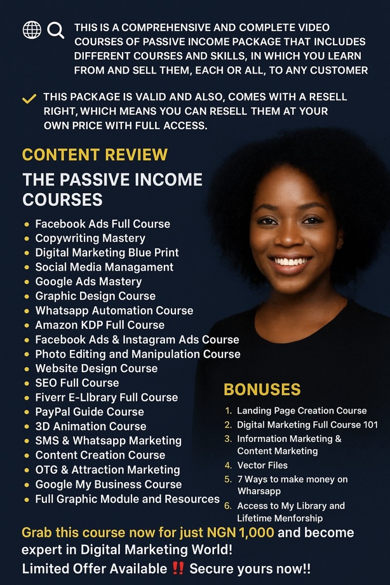 COMPREHENSIVE PASSIVE INCOME VIDEO COURSE PACKAGE