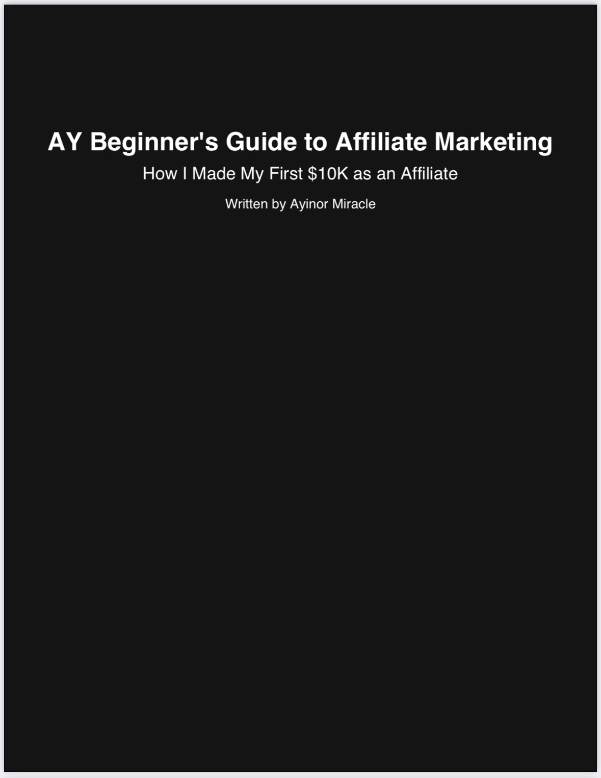AY BEGINNERS GUIDE TO AFFILIATE MARKETING