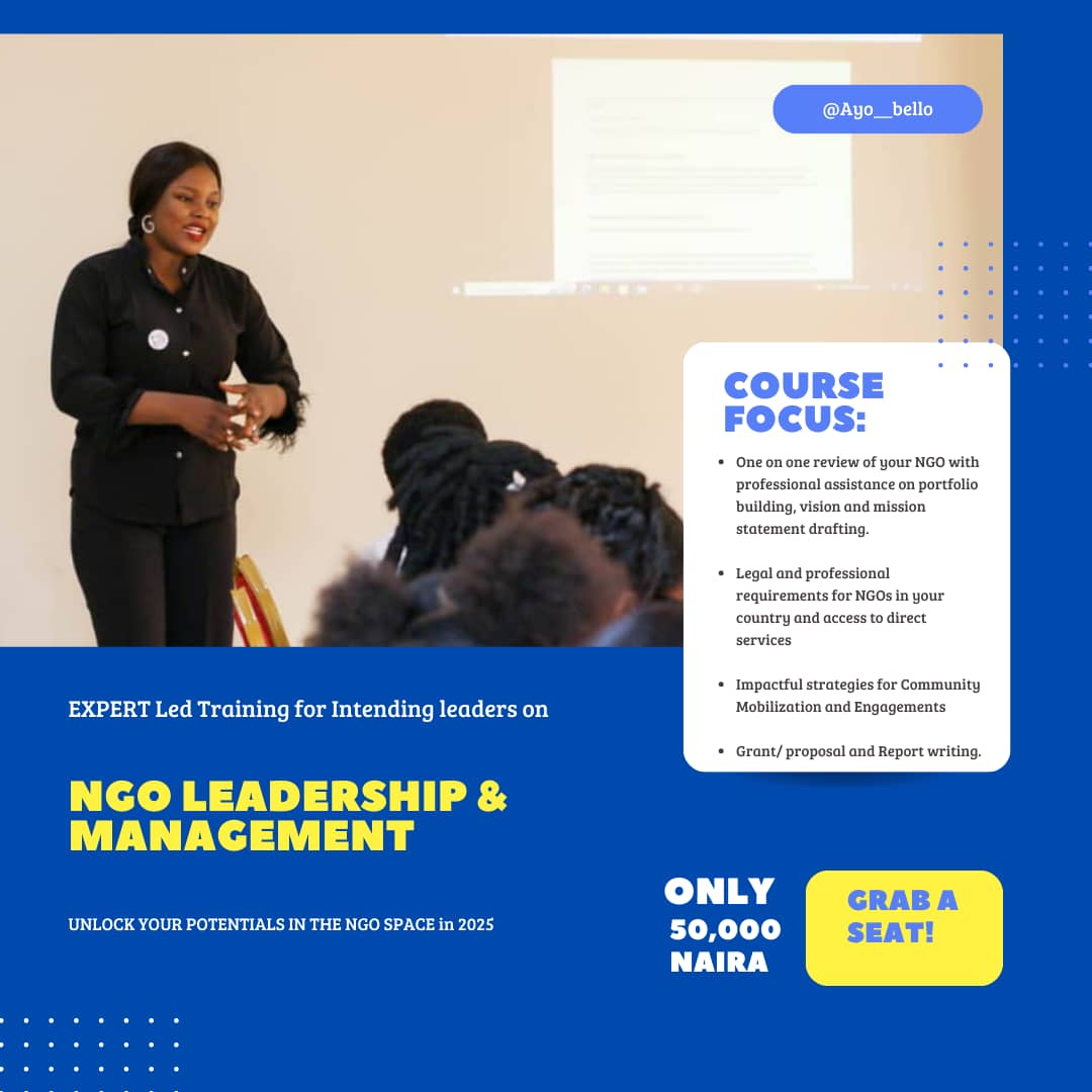 Professional Training Course on NGO Management by Ayodeji Bello- Awodoyin