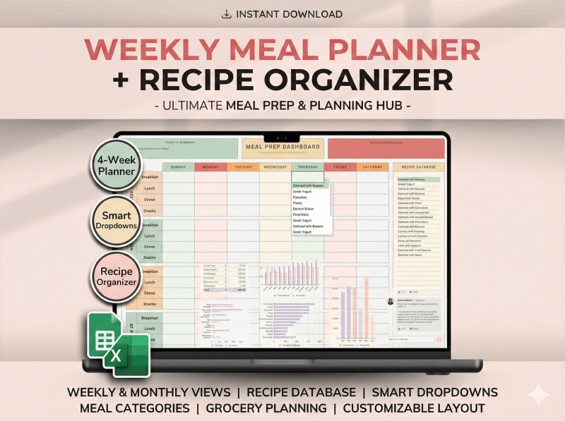Weekly Meal Planner + Recipe Organizer