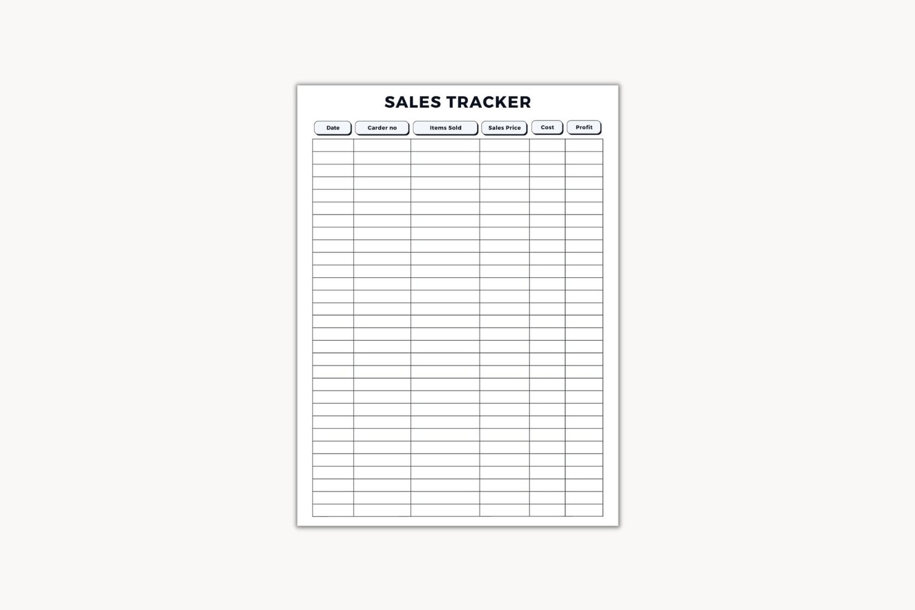 Basic Sales Tracker – Personalised Version