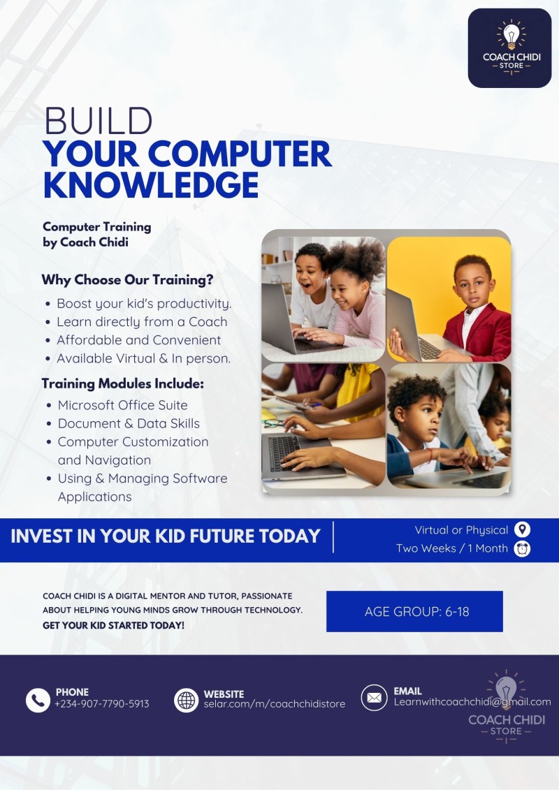Computer Training for Kids and Young Adults