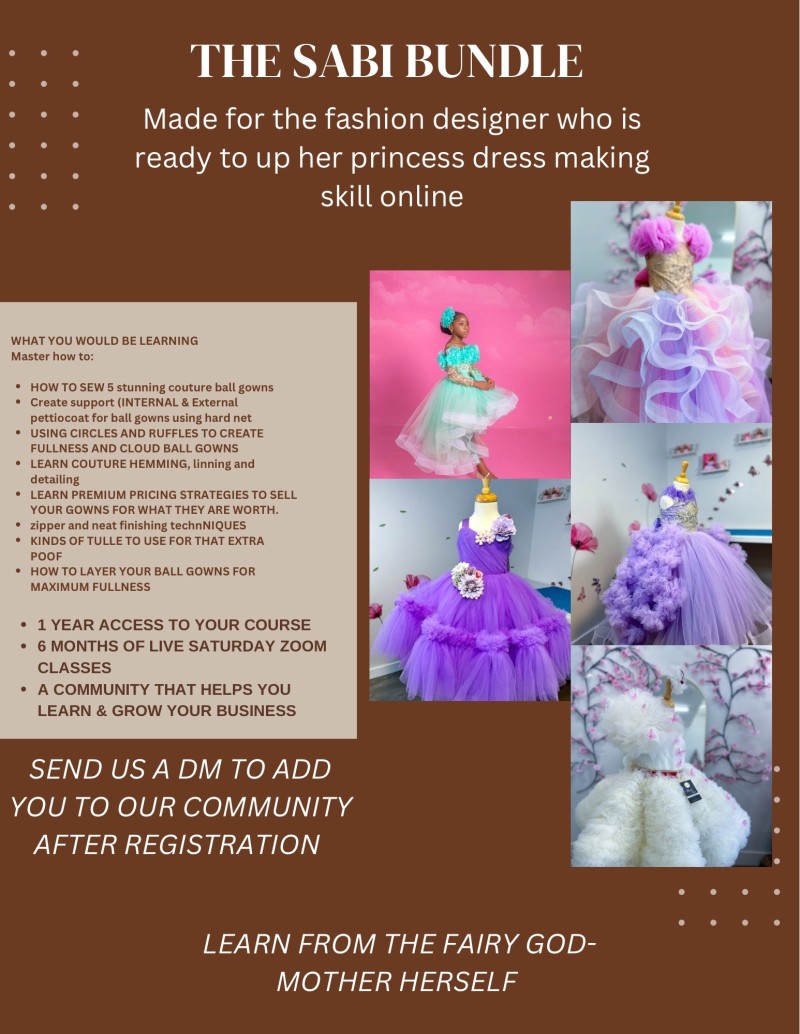 The SABI Bundle™ Luxury Princess Dress Masterclass . Master the art of creating luxury princess dresses with advanced couture techniques that transform your sewing into a premium fashion business.