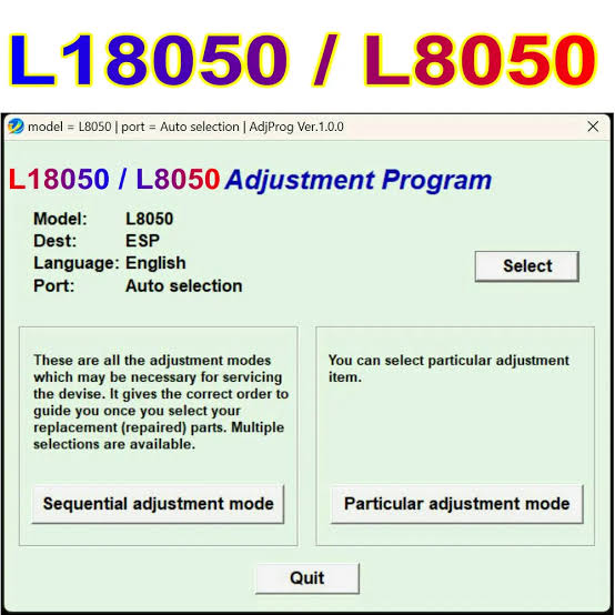 Epson L8050 Adjustment Program