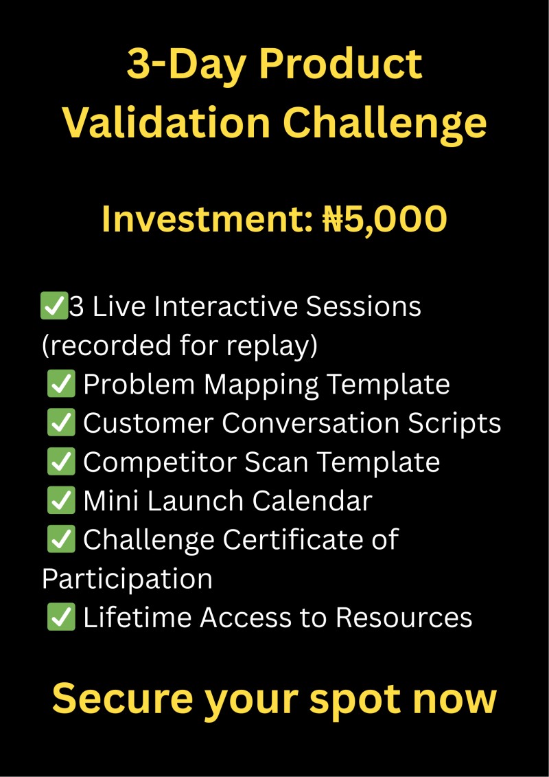 A 3 Days Product Validation Challenge