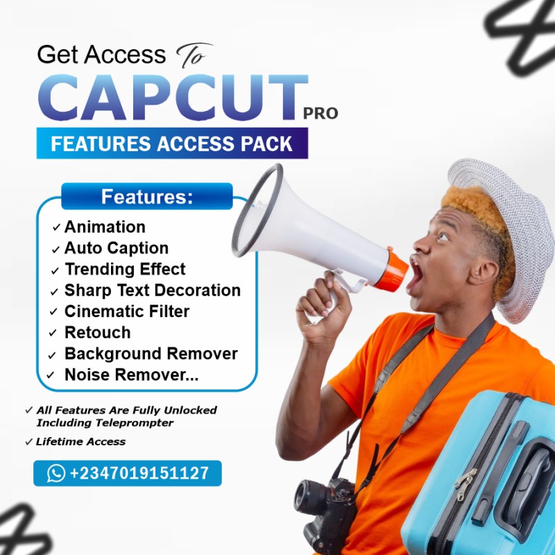 CapCut Pro Features Access Pack – No Watermark & Premium Tools (Only Works for Android & PC)