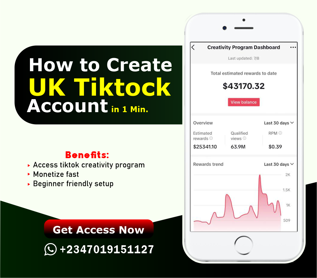 How to create UK Tiktock Account in a min