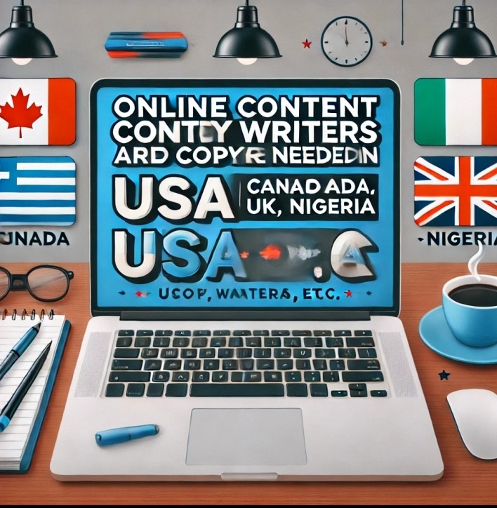 Online Content Writers and Copy Writers Are Needed in USA, Canada, UK , Nigeria, etc