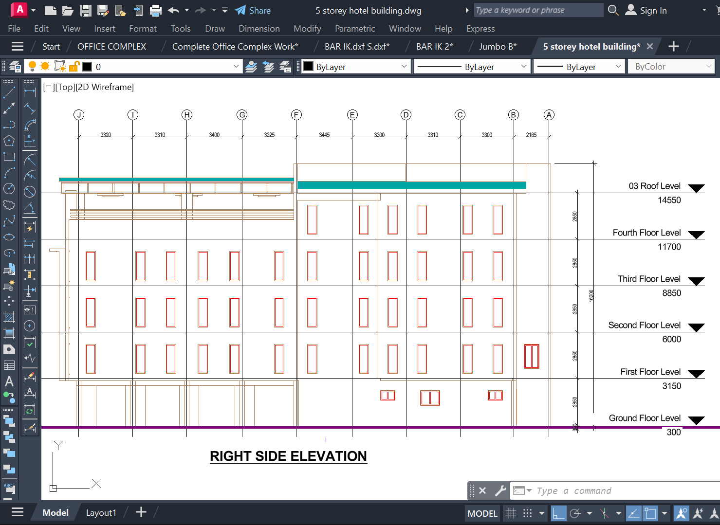 5 STOREY HOTEL BUILDING -  CAD File