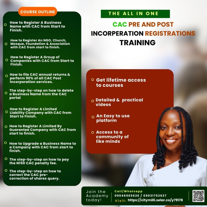 ALL IN ONE CAC PRE & POST INCORPORATION REGISTRATIONS BLUEPRINT COURSE