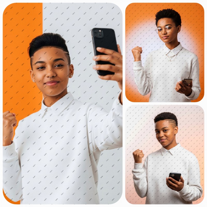 Portrait Images Of Females Posing And Holding Their Phones; Exceptional Image Pack