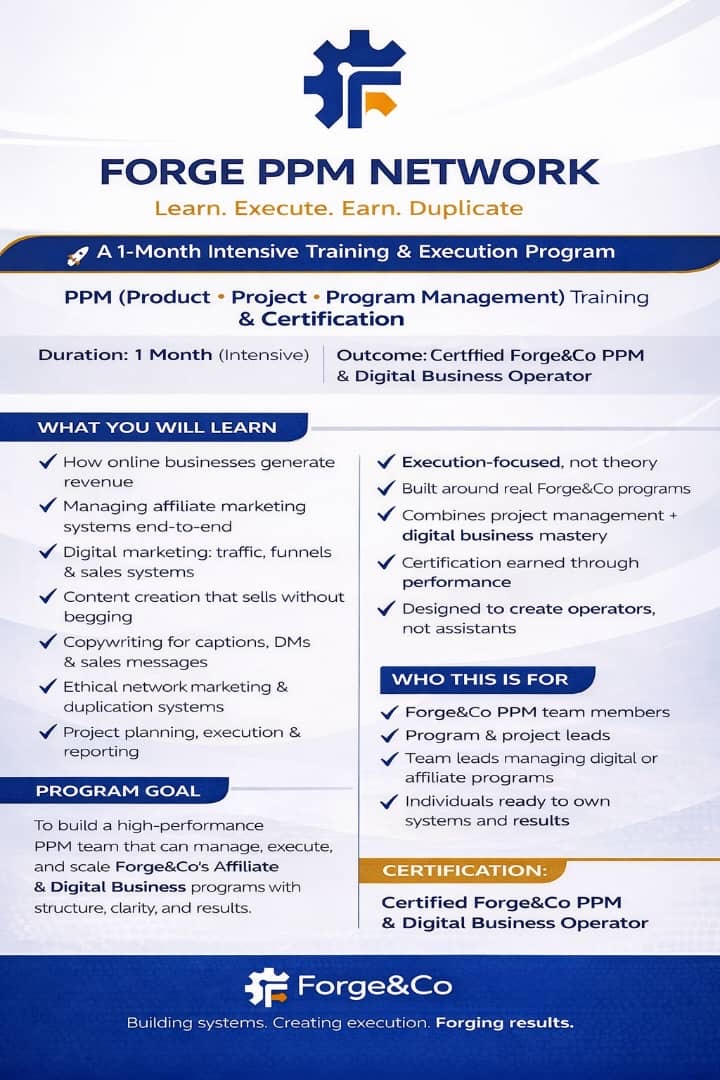 FORGE&CO PPM TRAINING & CERTIFICATION PROGRAM