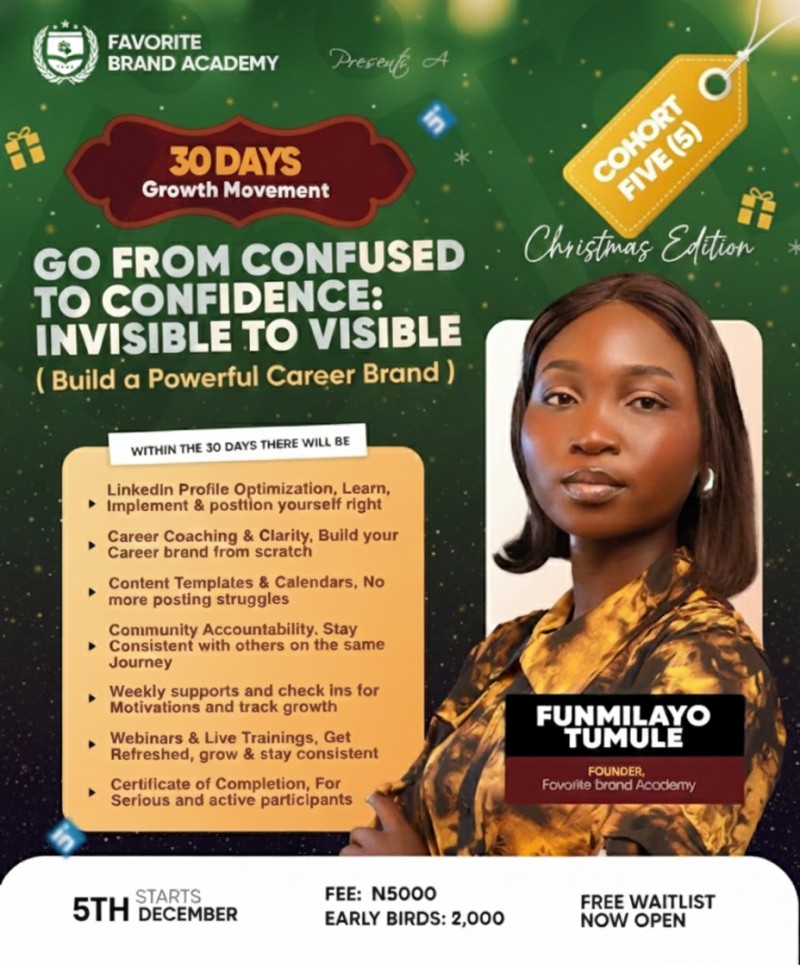 GO FROM CONFUSED TO CONFIDENCE: Invisible to Visible (Cohort 5 - Christmas Edition)